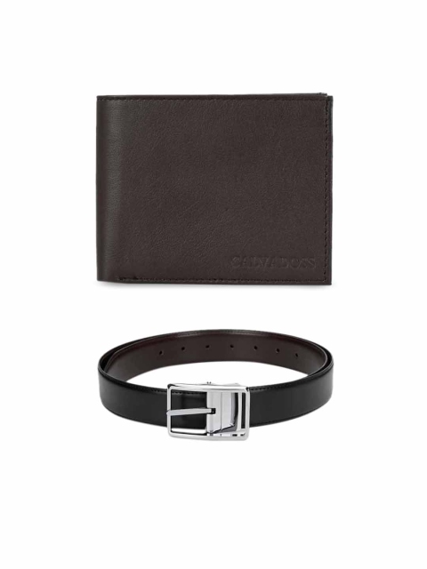 

Calvadoss Men Black & Brown Premium Belt and Wallet Gift Set