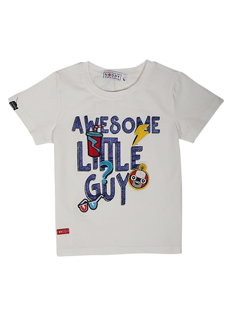 

Noddy Boys White Printed Round Neck T-shirt