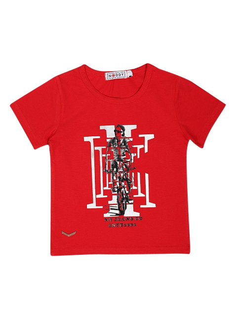 

Noddy Boys Red & White Printed Round Neck T-shirt