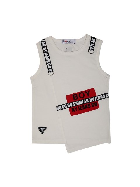 

Noddy Boys White & Red Printed Round Neck T-shirt