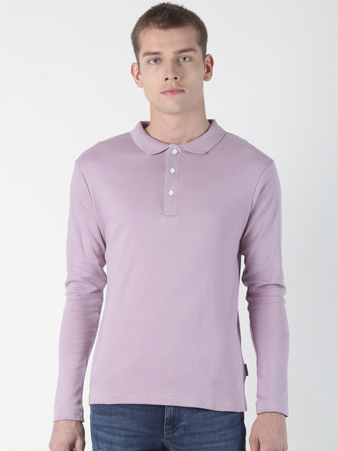 

Blue Saint Men Lavender Solid Polo Collar T-shirt