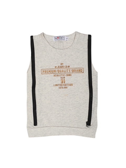 

Noddy Boys Grey Melange Printed Round Neck T-shirt