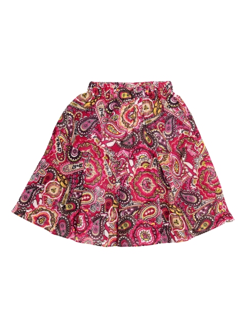 

SWEET ANGEL Girls Pink & Black Printed A-Line Skirt