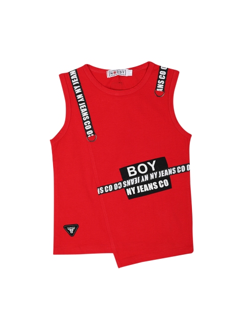 

Noddy Boys Red & Black Printed Round Neck T-shirt