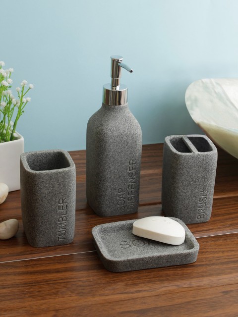

Cortina Set Of 4 Grey Solid Resin Bathroom Accessories
