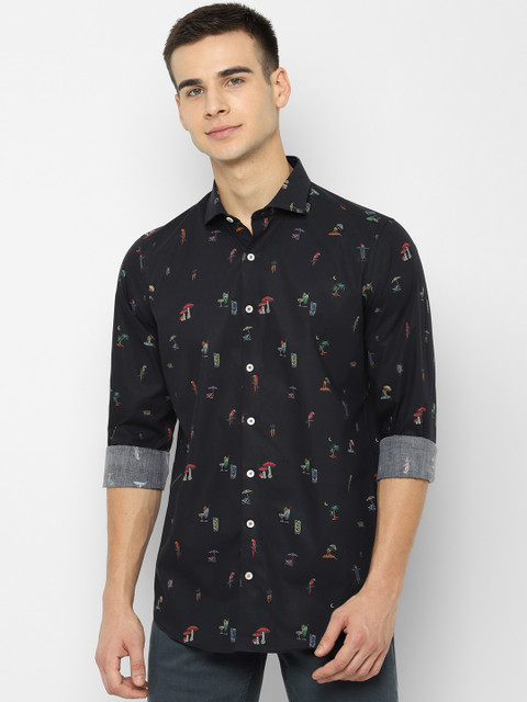 

SIMON CARTER LONDON Men Black Slim Fit Printed Casual Shirt
