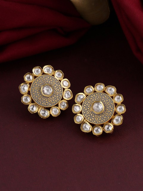 

Tistabene Grey & Gold-Plated Floral Studs