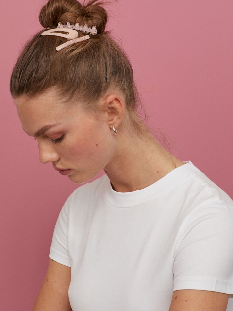

H&M Women White Solid Short T-shirt