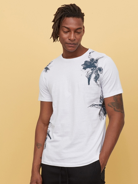 

H&M Men White Printed T-shirt