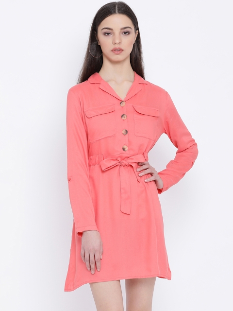 

Oxolloxo Women Pink Solid Shirt Dress