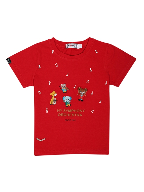 

Noddy Boys Red Printed Round Neck T-shirt