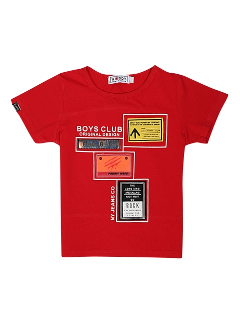 

Noddy Boys Red Printed Round Neck T-shirt