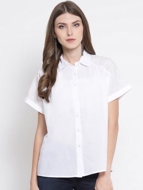 

Oxolloxo Women White Regular Fit Self Design Casual Shirt