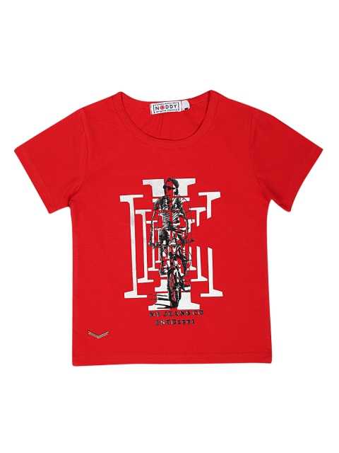 

Noddy Boys Red Printed Round Neck T-shirt