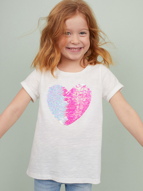 

H&M Girls White Appliqud Top