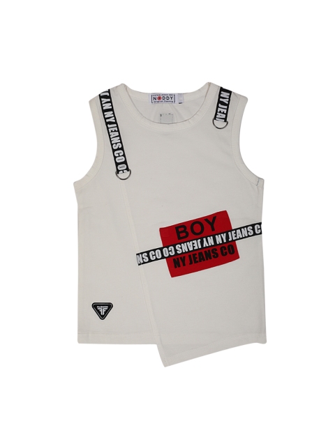 

Noddy Boys White Printed Round Neck T-shirt