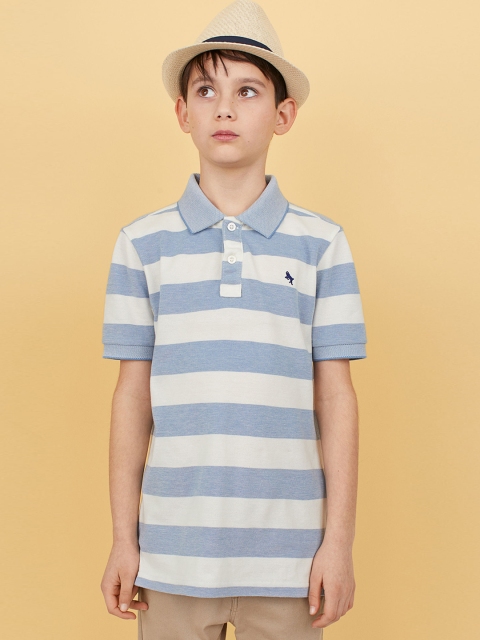 

H&M Boys Blue & White Striped Cotton Polo Shirt