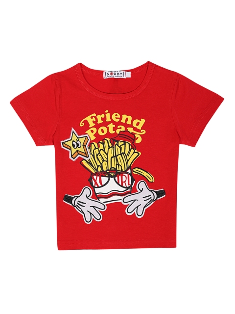 

Noddy Boys Red & Off-White Printed Round Neck T-shirt