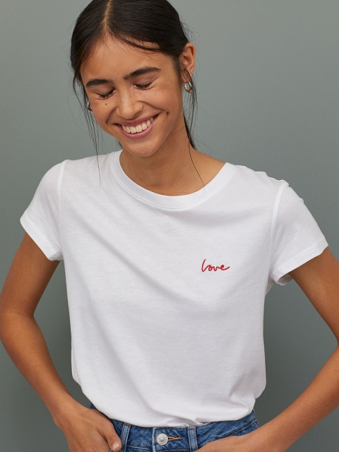 

H&M Women White Jersey T-shirt