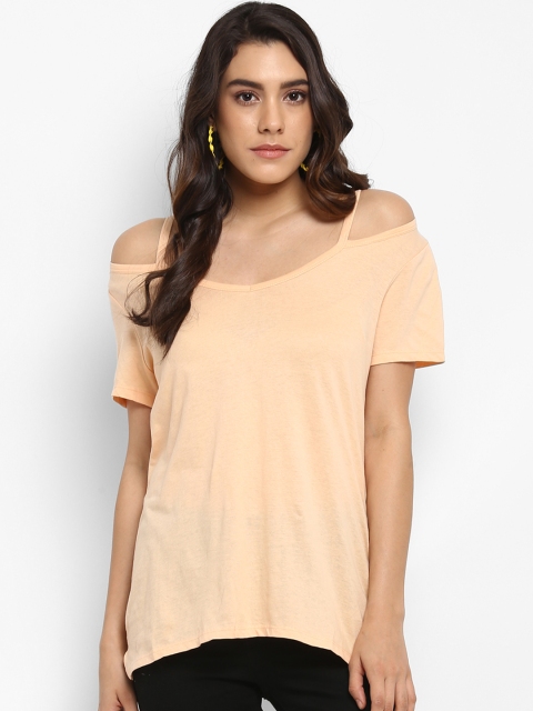 

KVL Women Beige Solid High-Low Top