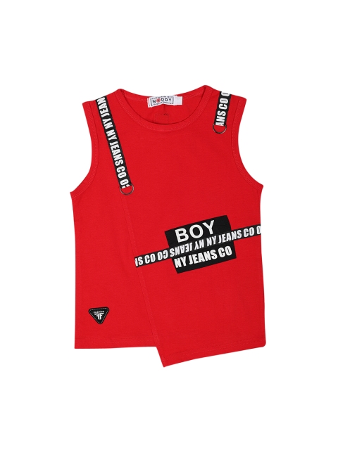 

Noddy Boys Red & Black Printed Round Neck T-shirt