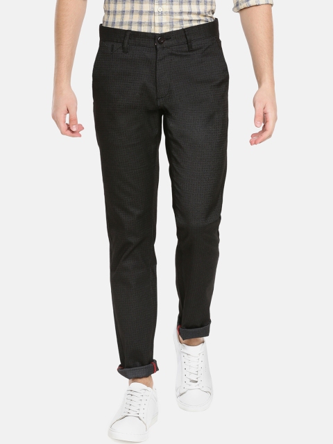 

JDC Men Black & White Regular Fit Checked Regular Trousers