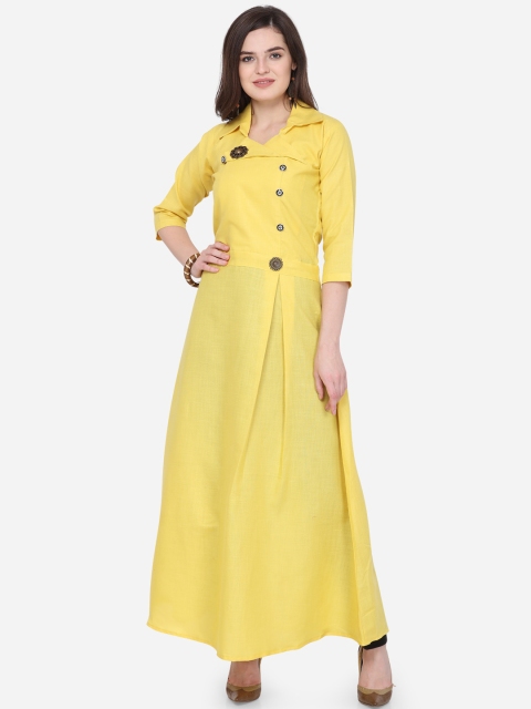 

Silk Bazar Women Yellow Solid Fit and Flare Dress