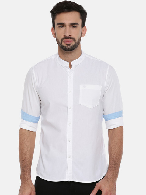 

Chennis Men White Slim Fit Solid Casual Shirt