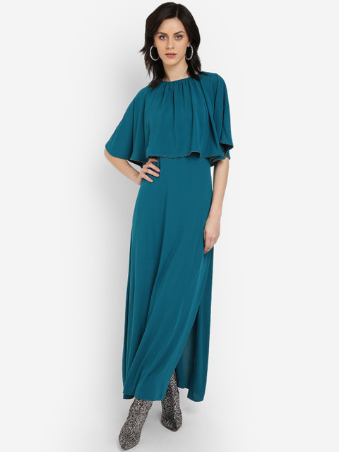 

COVER STORY Women Teal Blue Solid Maxi Dress
