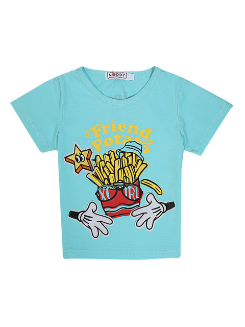 

Noddy Boys Turquoise Blue Printed Round Neck T-shirt