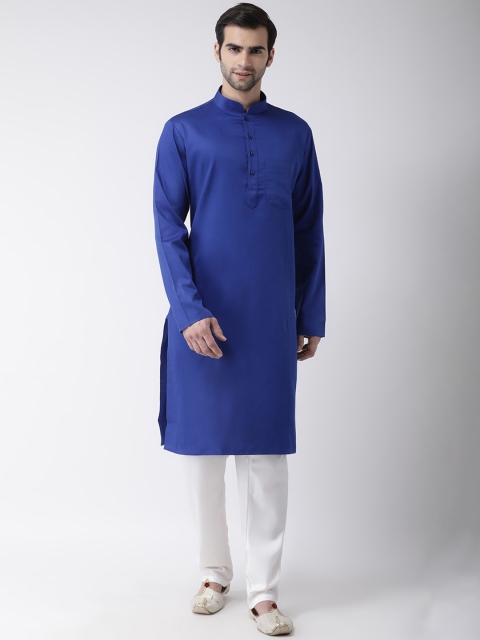 

SG LEMAN Men Blue & White Solid Kurta with Pyjamas