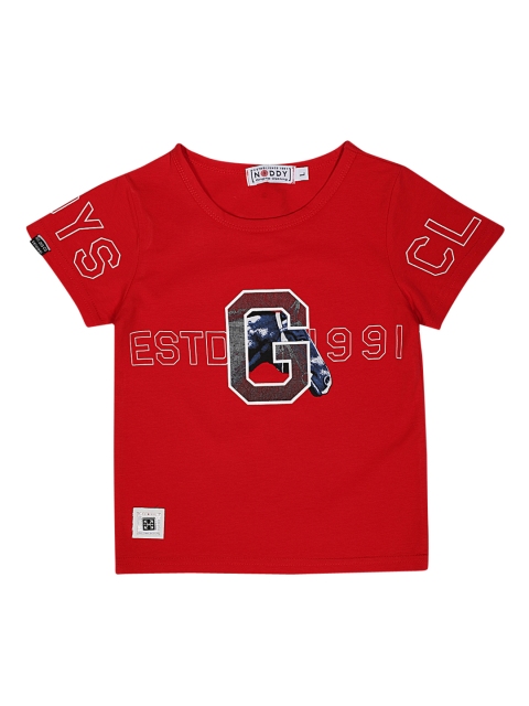 

Noddy Boys Red & White Printed Round Neck T-shirt