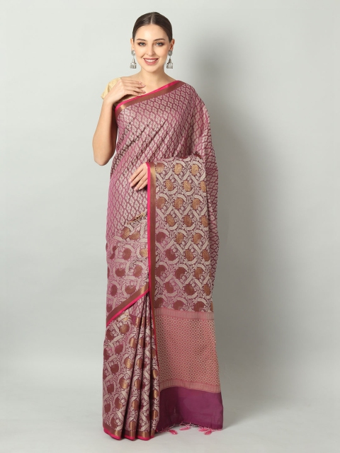 

EthnicRoom Pink & Off-White Handloom Woven Design Banarasi Saree