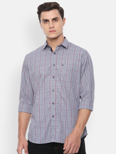 

Van Heusen Sport Men Grey & Navy Blue Slim Fit Checked Casual Shirt