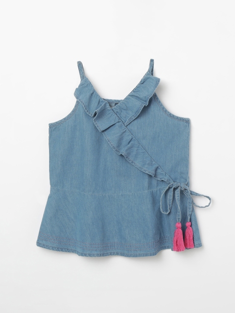 

Fame Forever by Lifestyle Girls Blue Solid Wrap Top