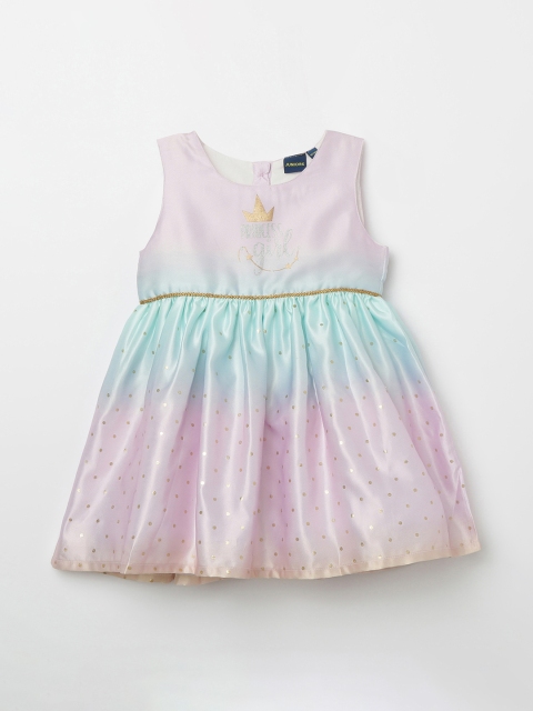 

Juniors by Lifestyle Girls Pink & Blue Tie & Dye Fit and Flare Dress