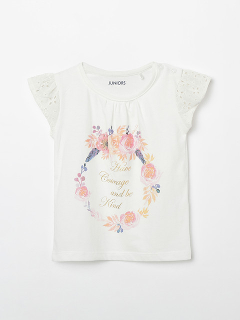 

Juniors by Lifestyle Girls Off-White Printed Top