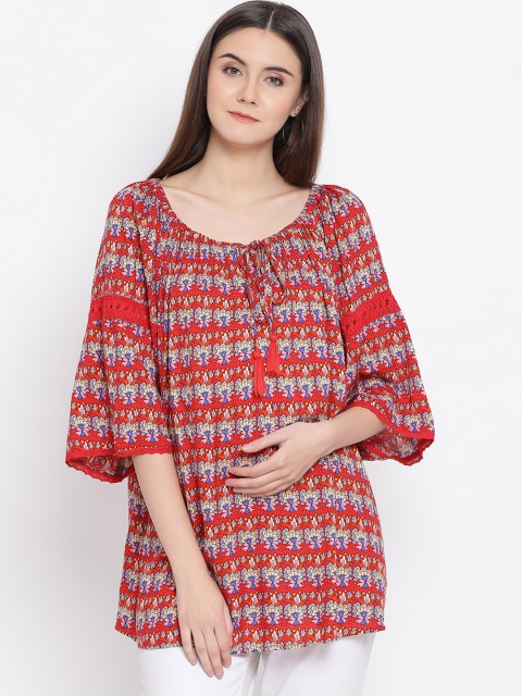 

Oxolloxo Women Multicoloured Printed Maternity A-Line Top, Multi