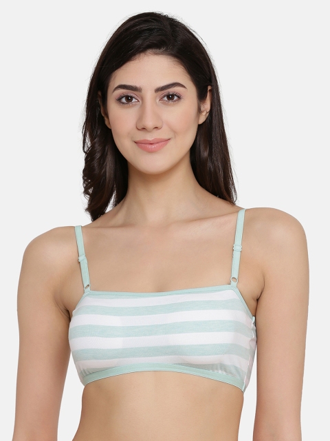 

Clovia Green & White Printed Non-Wired Lightly Padded T-shirt Bra BB0023P1126