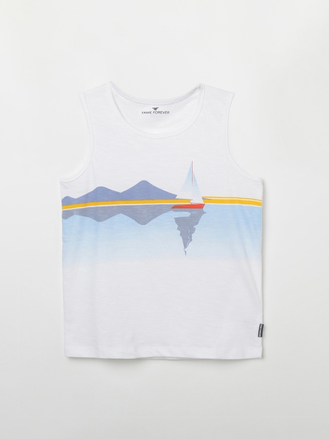 

Fame Forever by Lifestyle Boys White & Grey Printed Round Neck T-shirt