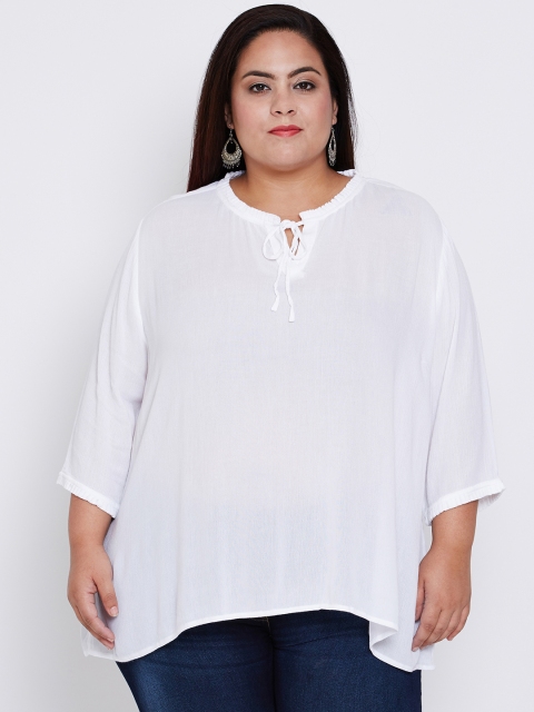 

Oxolloxo Women White Solid A-Line Top