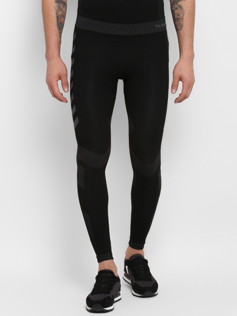 

hummel Men Black & Grey Printed Seamless Tights