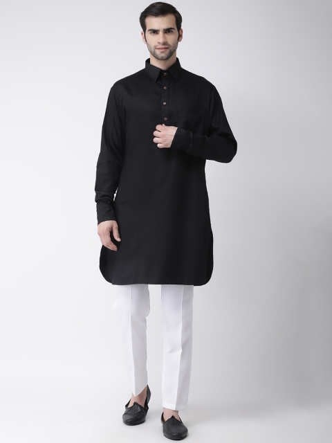 

SG LEMAN Men Black & White Solid Kurta with Trousers