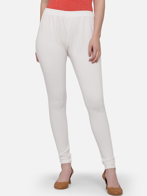 

Ojjasvi Women White Solid Ankle-Length Leggings