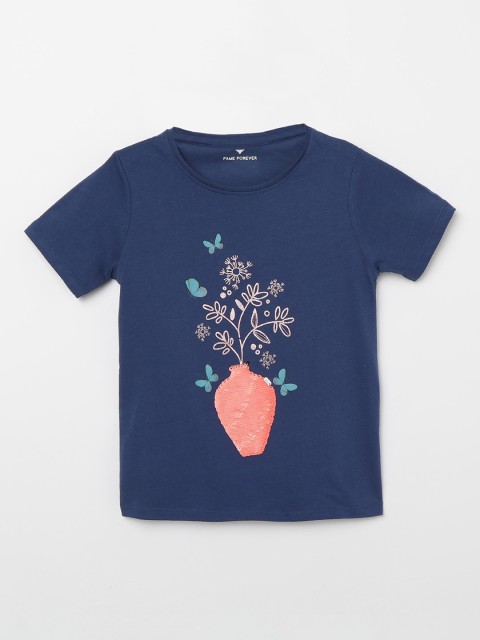 

Fame Forever by Lifestyle Girls Navy Blue Embellished Top