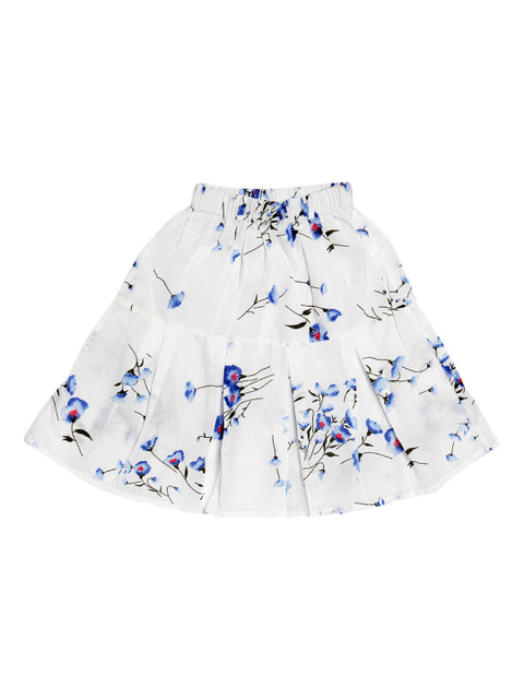 

SWEET ANGEL Girls White & Blue Floral Printed A-Line Skirt