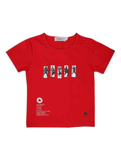 

Noddy Boys Red Printed Round Neck T-shirt