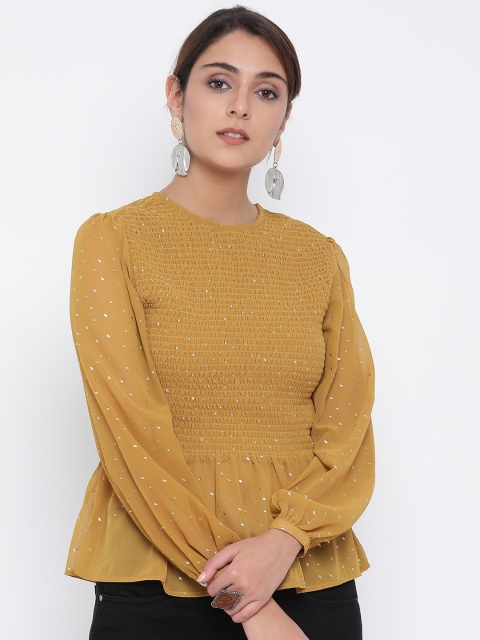 

Oxolloxo Women Mustard Yellow Embellished Top