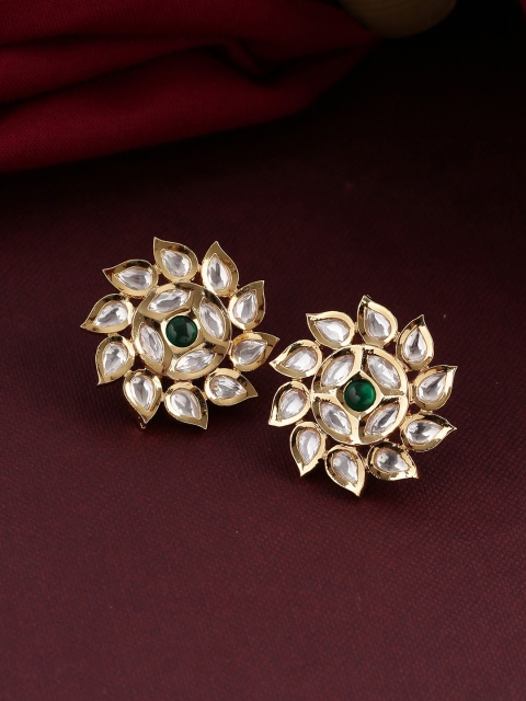 

Tistabene Green & Gold-Plated Floral Studs