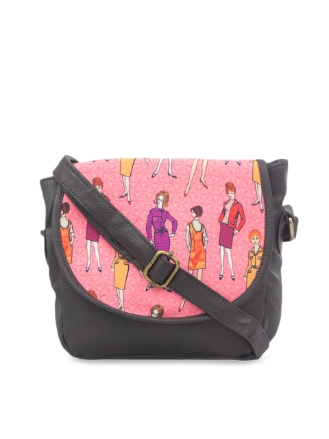 

BandBox Grey & Pink Printed Sling Bag